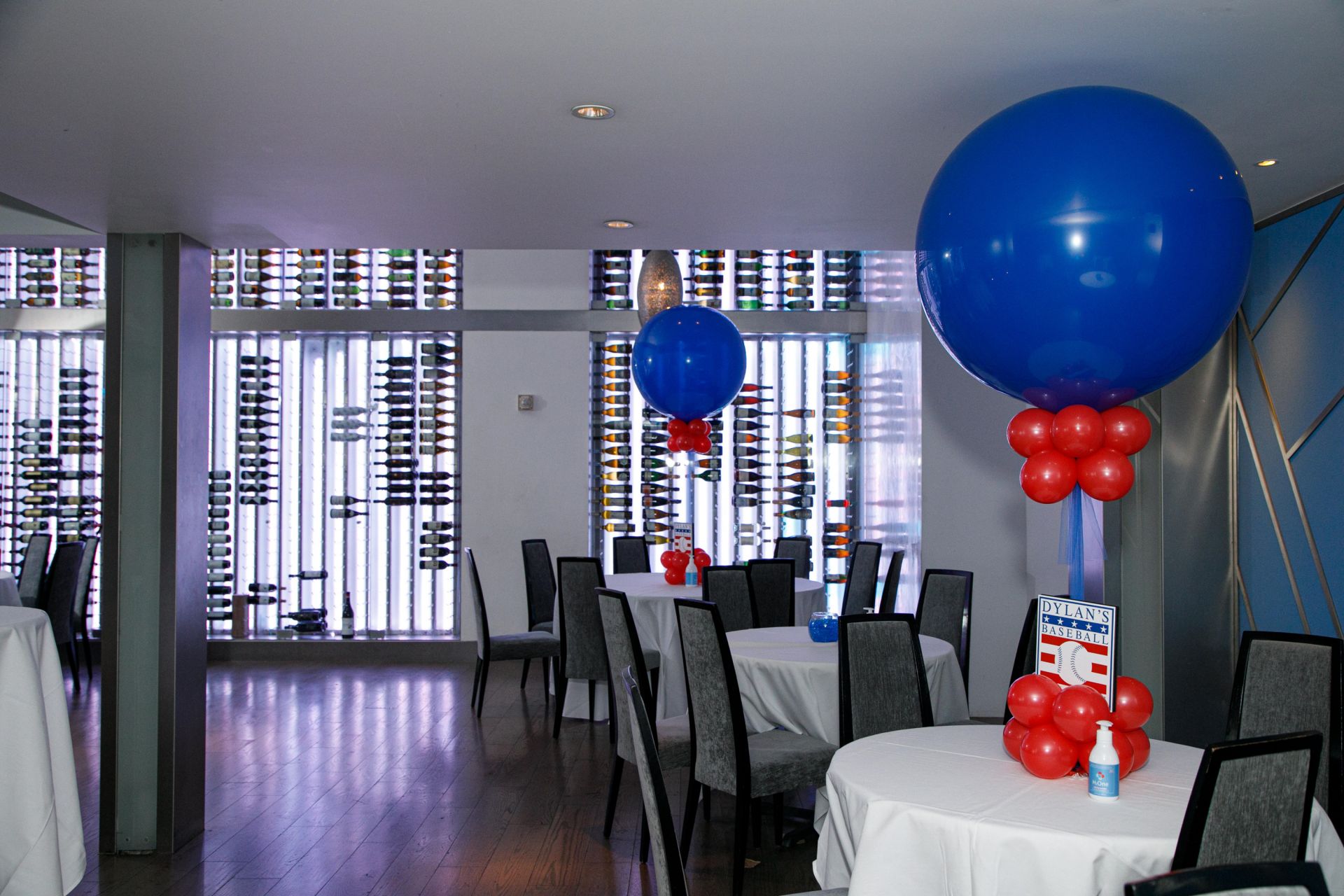 Custom Balloon and Baseball Logo Base Centerpiece for Sports Theme Bar Mitzvah