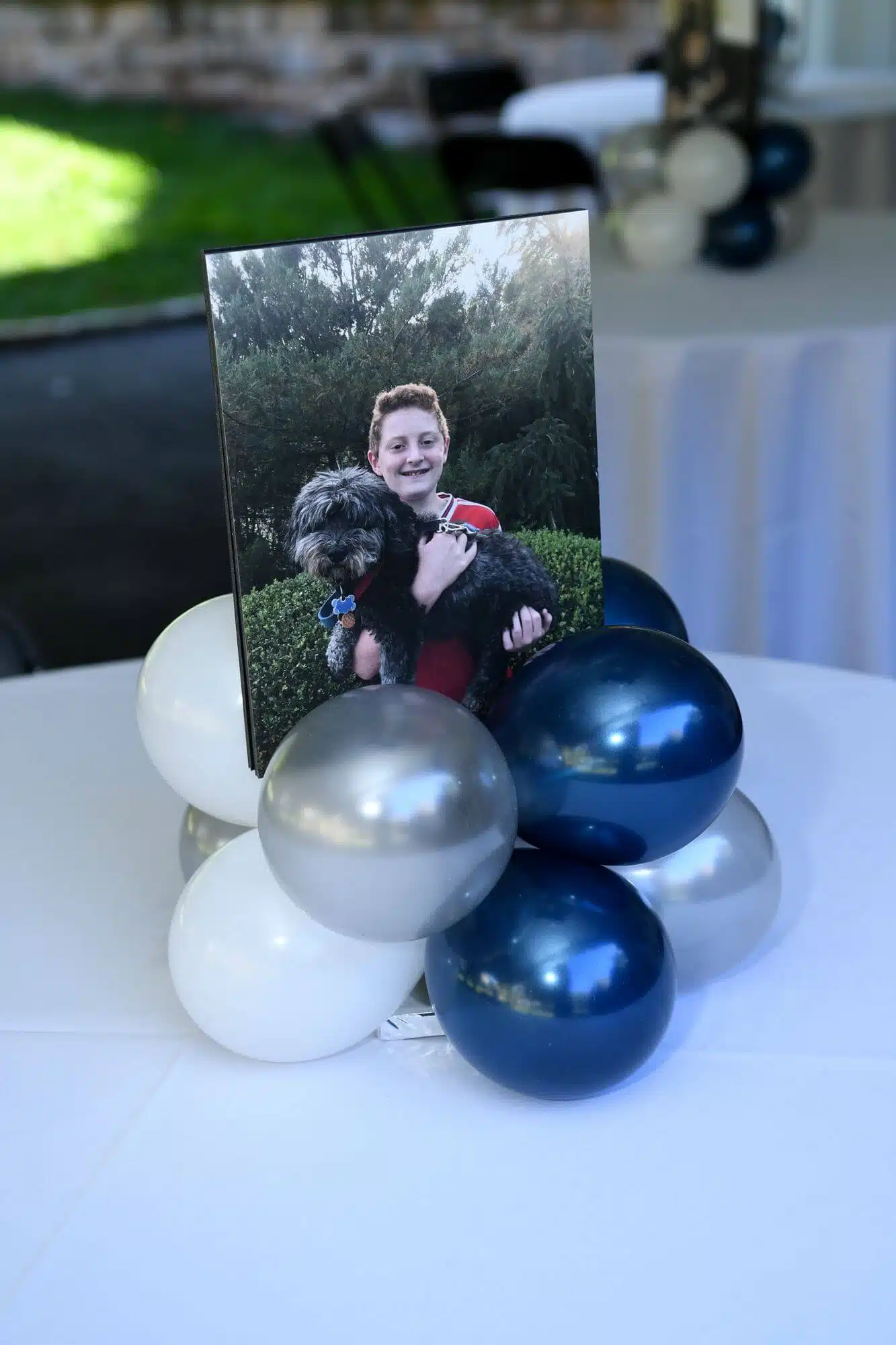 Balloon Base Centerpiece with Photo Cutout for Bar Mitzvah