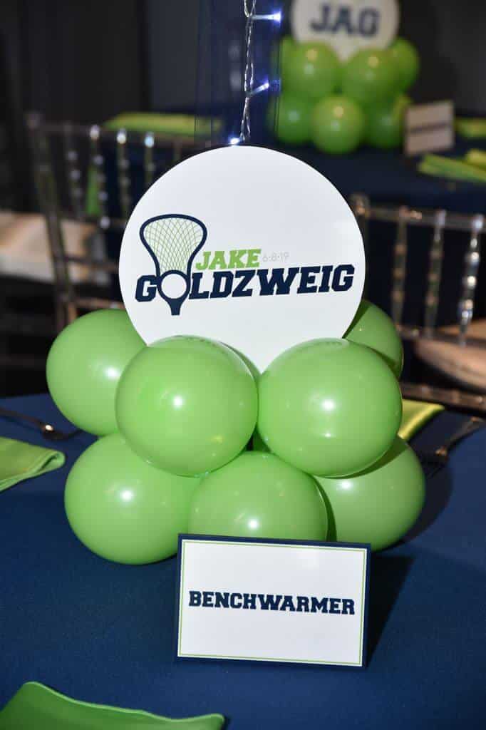 Lacrosse Themed Balloon Centerpiece Base with Custom Logo Cutout
