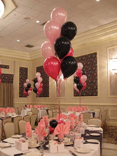 Pink and Black Balloon Centerpiece with Balloon Base