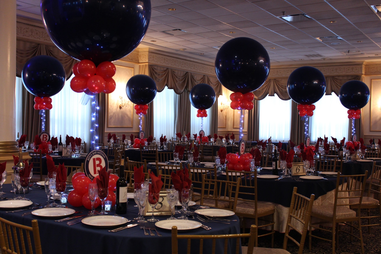 Bar Mitzvah Balloon Centerpiece with Custom Logo Cutout