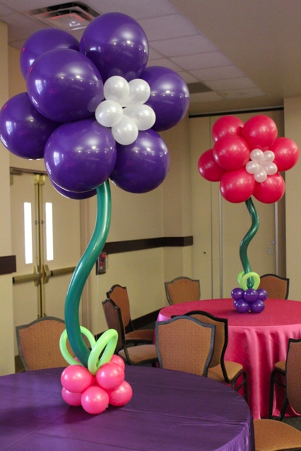 Pink and Purple Flower Balloon Centerpiece