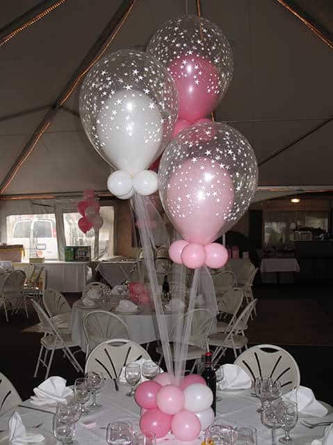 Pink and White Balloons in Star Balloons Centerpieces
