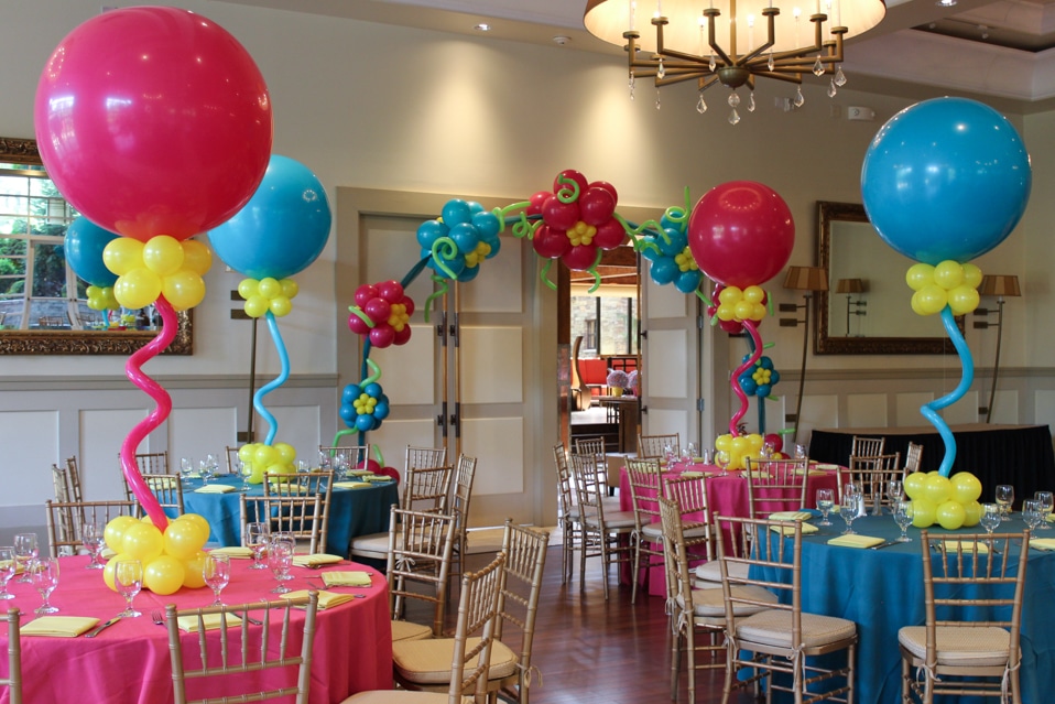 Pink and Turquoise Baby Shower Balloon Centerpieces