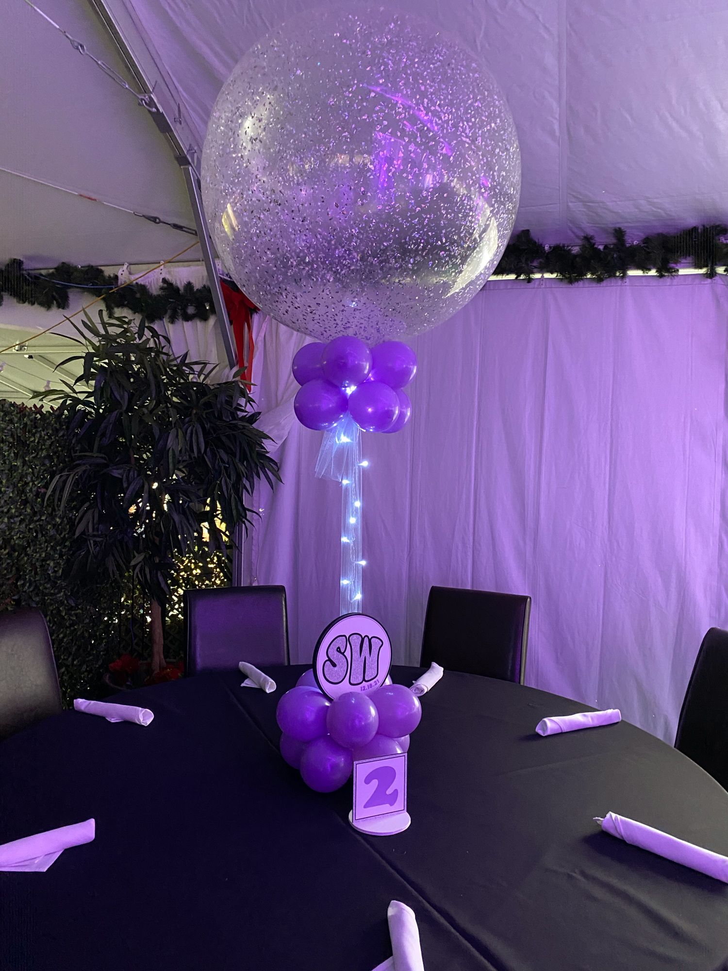 LED Sparkle Balloon Centerpiece with Custom Logo Base for Outdoor Bat Mitzvah