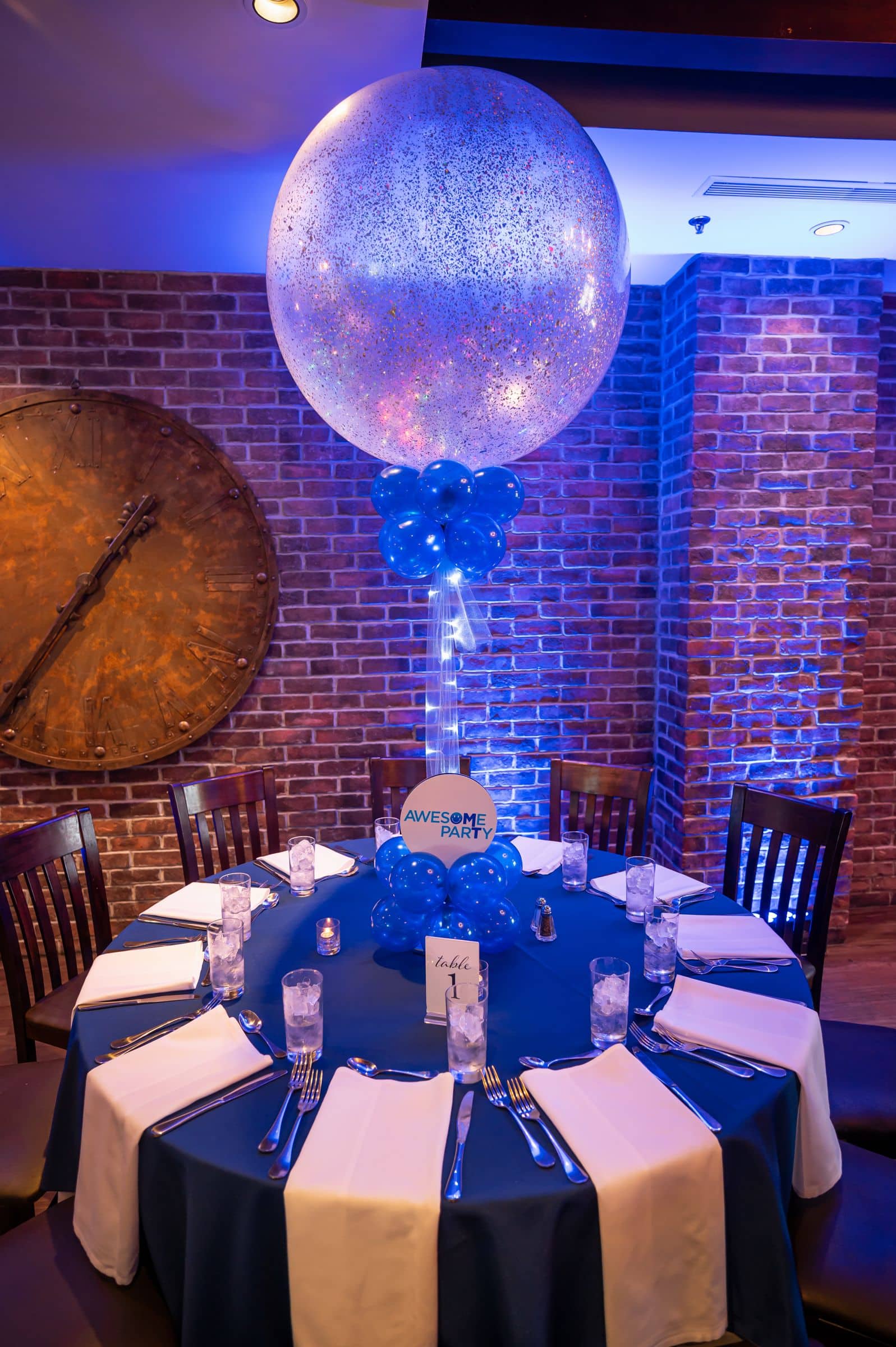 Sparkle Balloon Centerpiece with Custom Logo Cutout