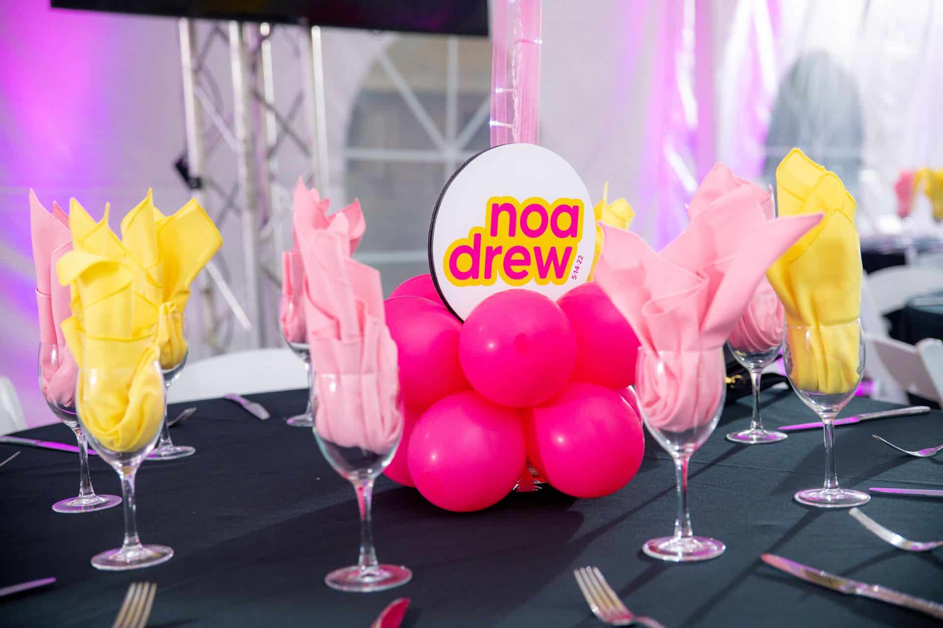 Pink Logo Base with Custom Logo for Outdoor Bat Mitzvah