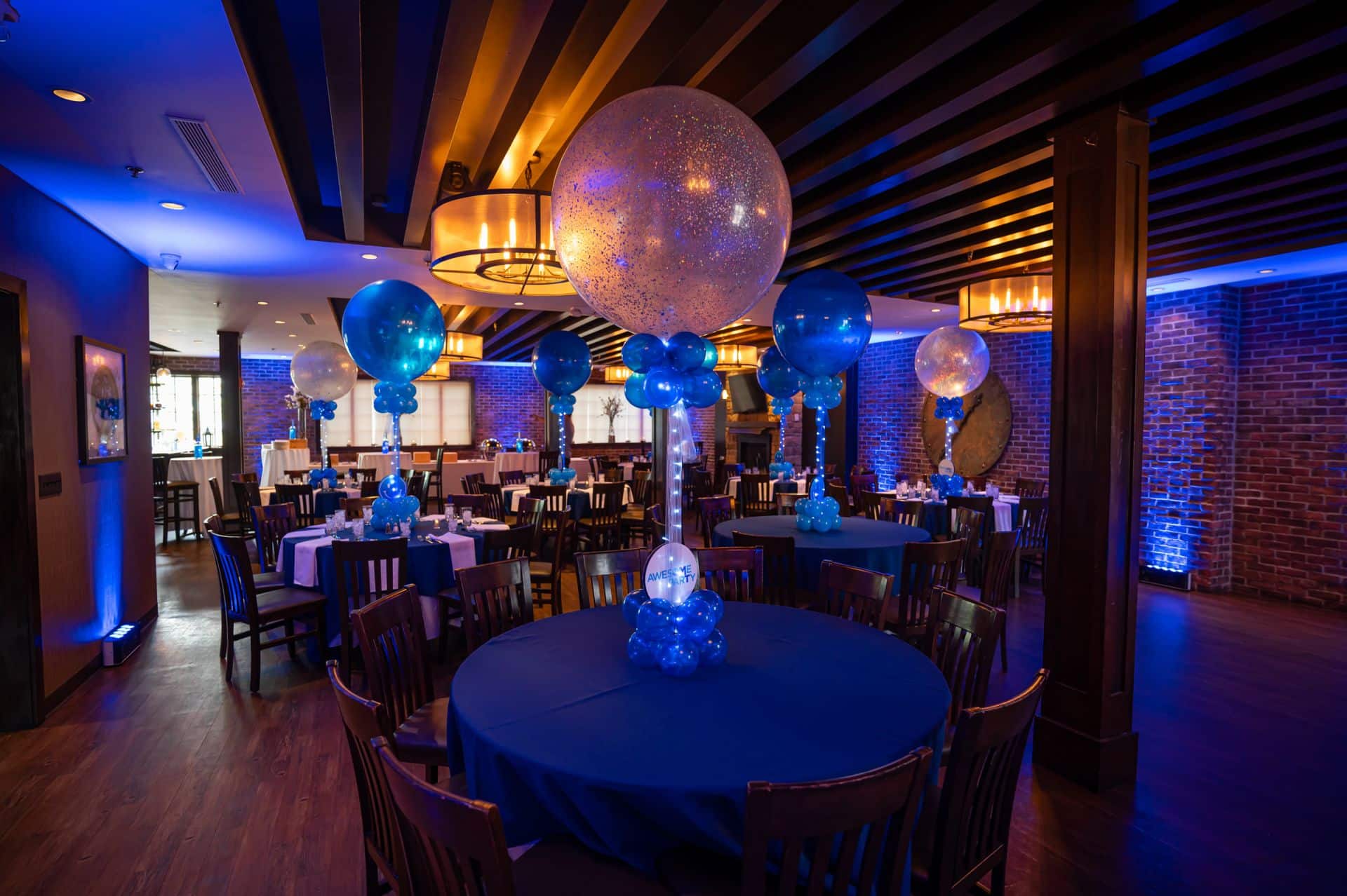 Sparkle Balloon Centerpieces with Logo Cutout and Led Lights