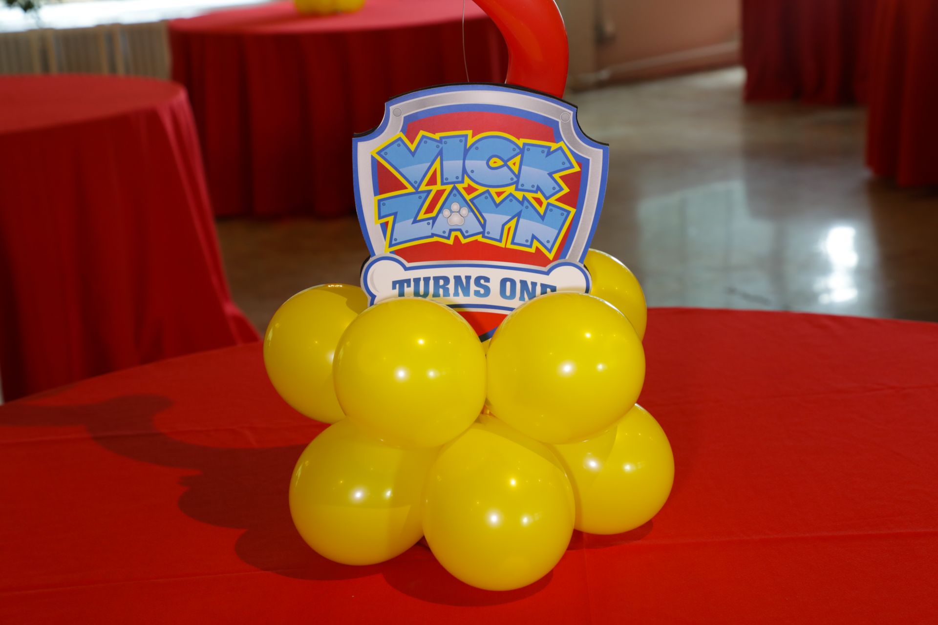 Custom Paw Patrol Inspired Logo Base for First Birthday Balloon Centerpiece