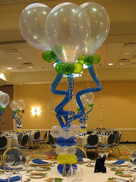 Blue and Lime Funky Balloon Centerpiece