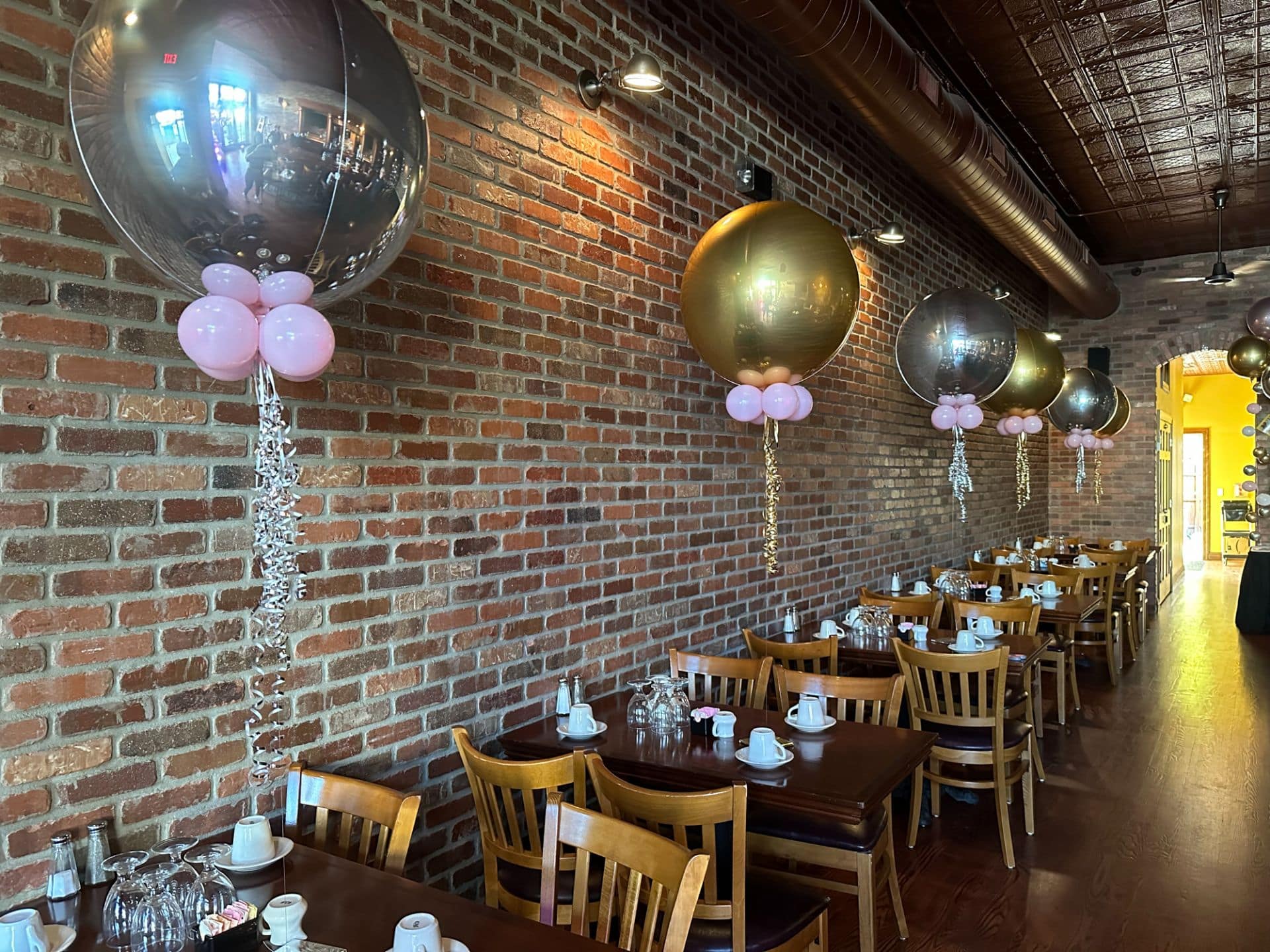 Metallic Silver and Gold Floating Orbz Centerpieces for Bridal Shower