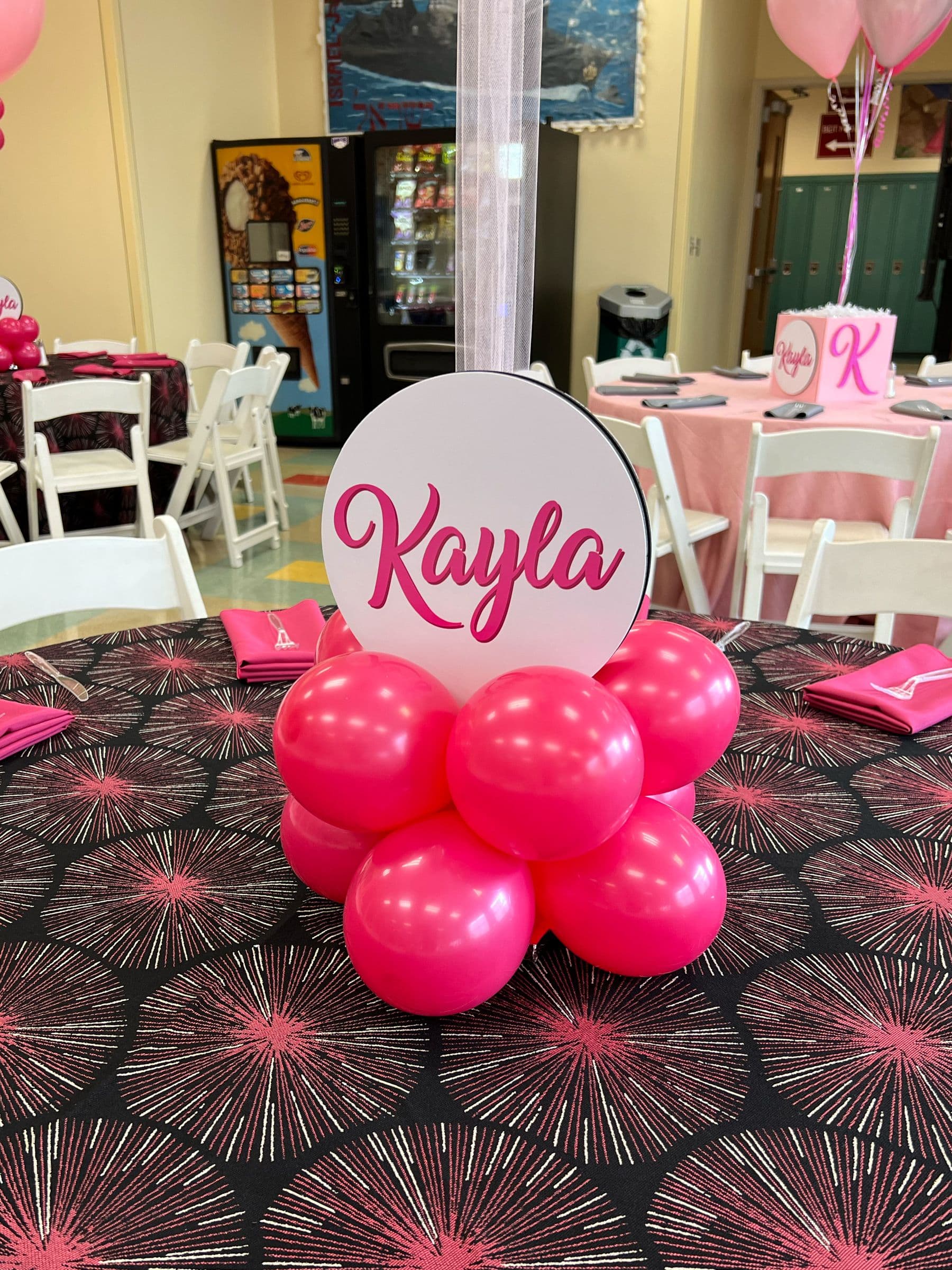 Pink Balloon Base with Custom Logo Cutout