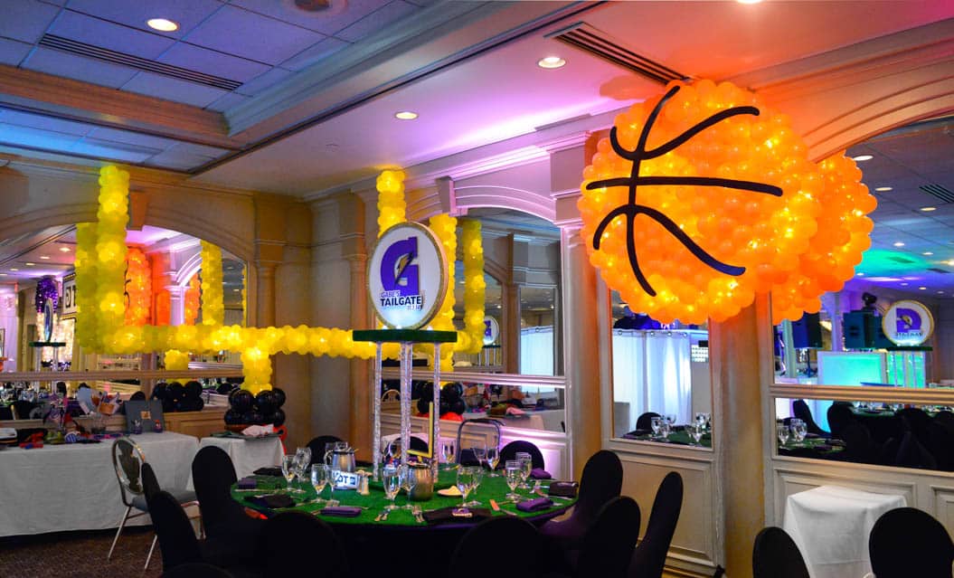 Football Goal Post Balloon Sculpture with Lights for Tailgating Themed Bar Mitzvah