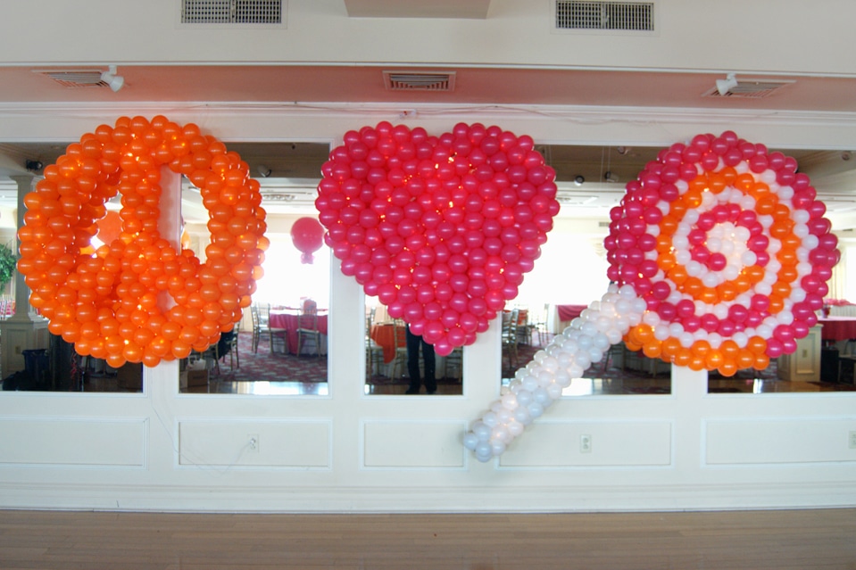 Peace Sign, Heart and Lollipop Balloon Sculpture
