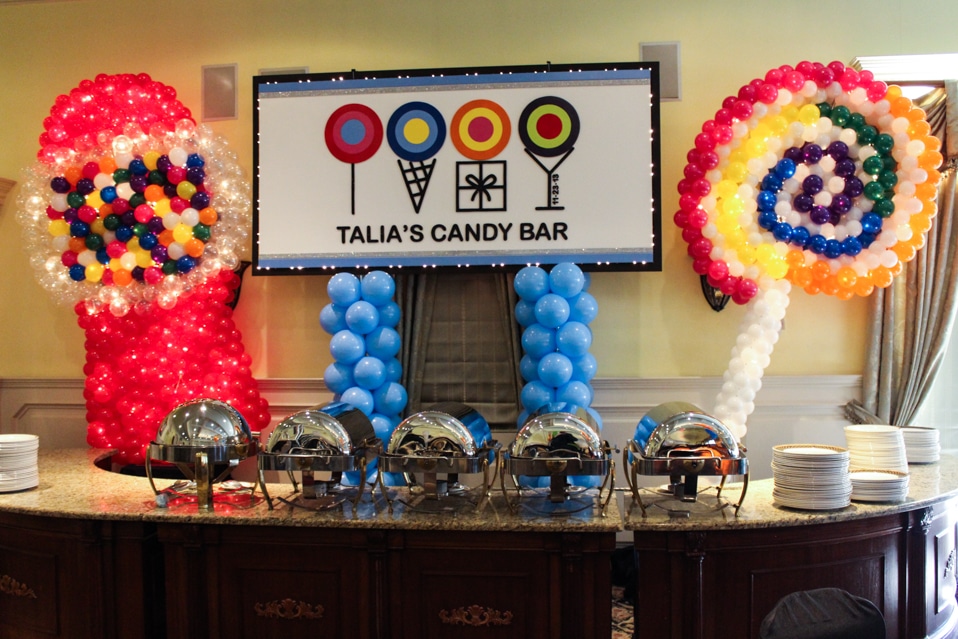 Balloon Sculpture Gum-ball Machine and Lollipop for Candy Themed Bat Mitzvah