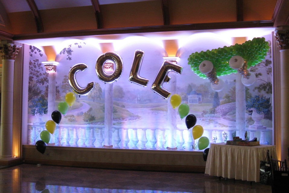 Skateboard Balloon Sculpture and Name in Mylar Balloons