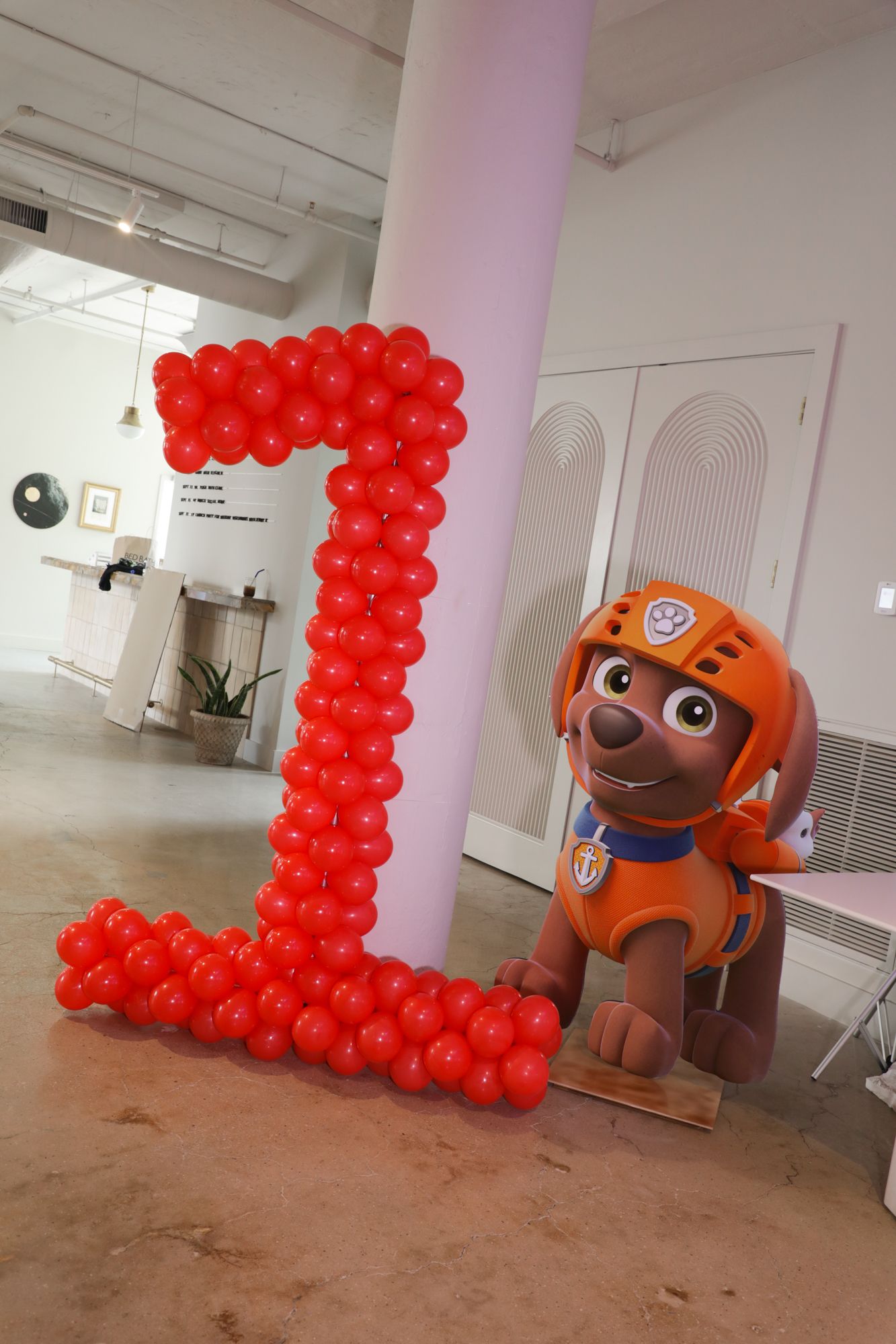 Number 1 Balloon Sculpture and Custom Life Size Cut Out for Paw Patrol Party Theme
