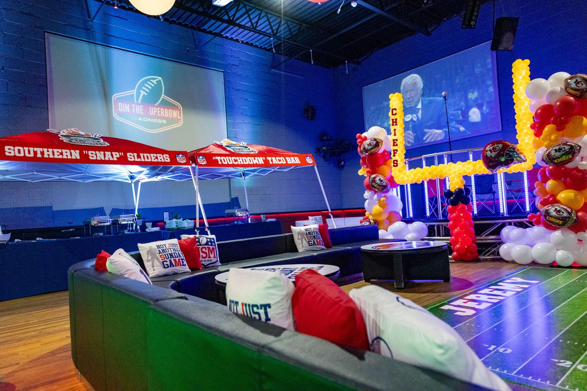 Chiefs Balloon Field Goal for a NFL Super Bowl Theme Bar Mitzvah