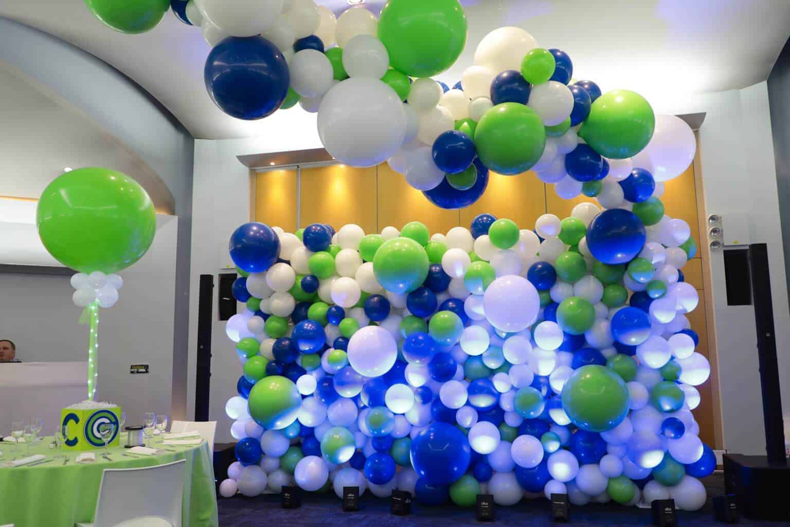 Organic Balloon Wall for Bar Mitzvah at Temple Israel, NYC