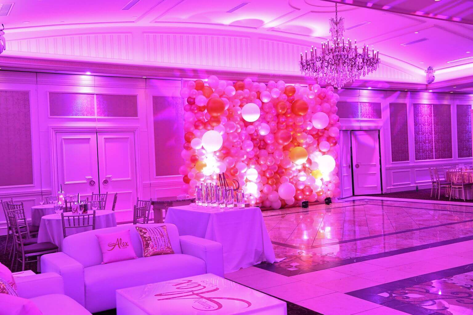 Organic Balloon Wall with LED Lighting at The Terrace at Biagios, Paramus