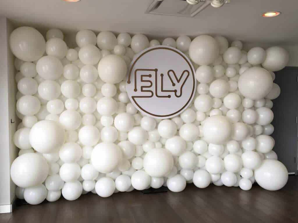 Organic White Balloon Wall Sculpture with Custom Logo for Bar Mitzvah