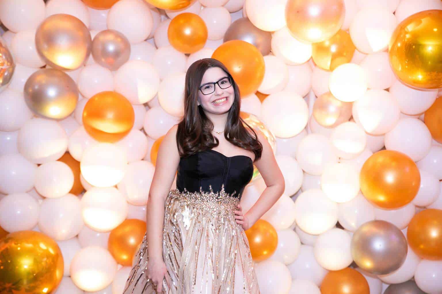 Gold, Silver and White Balloon Wall for Hollywood Themed Bat Mitzvah