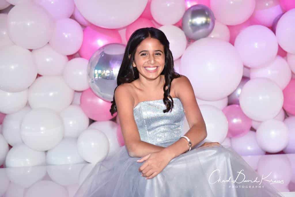 Light Pink and White Organic Balloon Wall with Metallic Silver Orbz Accents