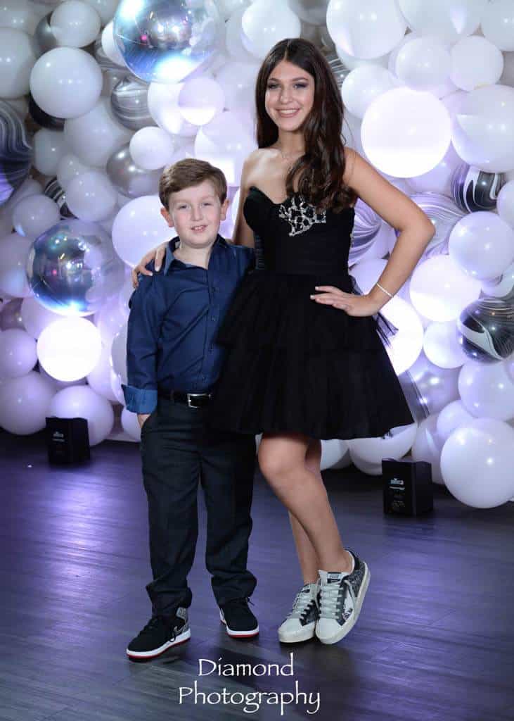 Black and White Organic Balloon Wall with Silver Orbz Accents