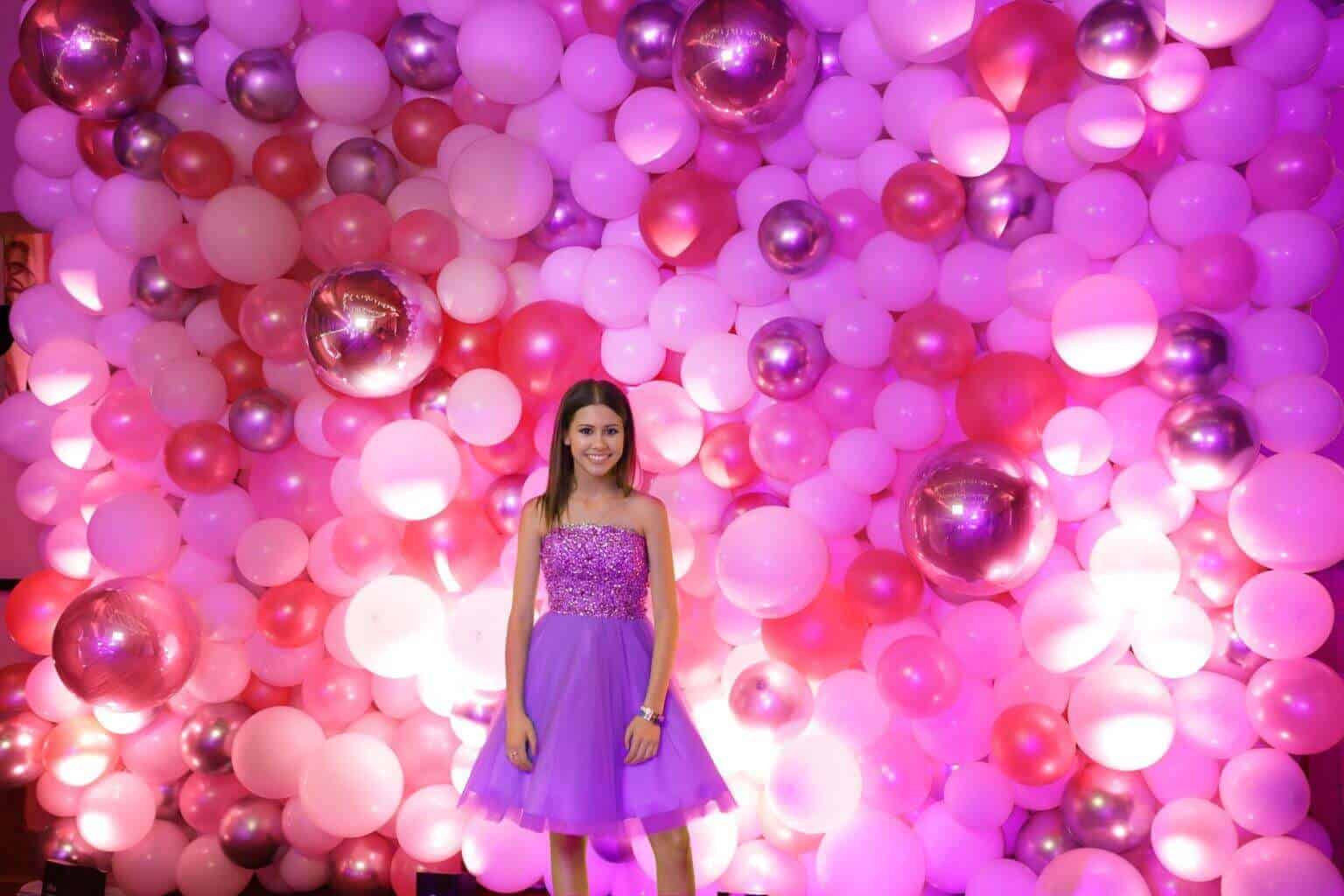 Rose Gold and Silver Organic Balloon Wall Backdrop for Bat Mitzvah