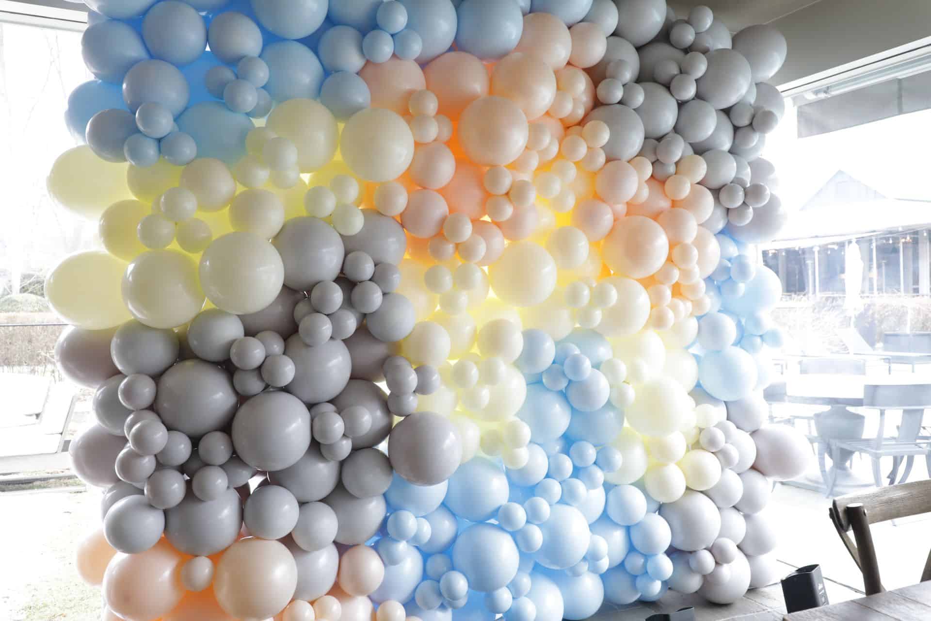 Organic Balloon Wall Backdrop with LED Uplighting for Charity Event