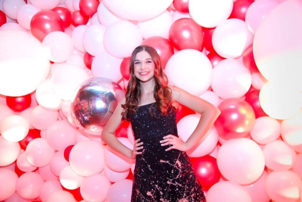 Rose Gold, White and Silver Organic Balloon Wall for Bat Mitzvah at the Wythe Hotel, NYC