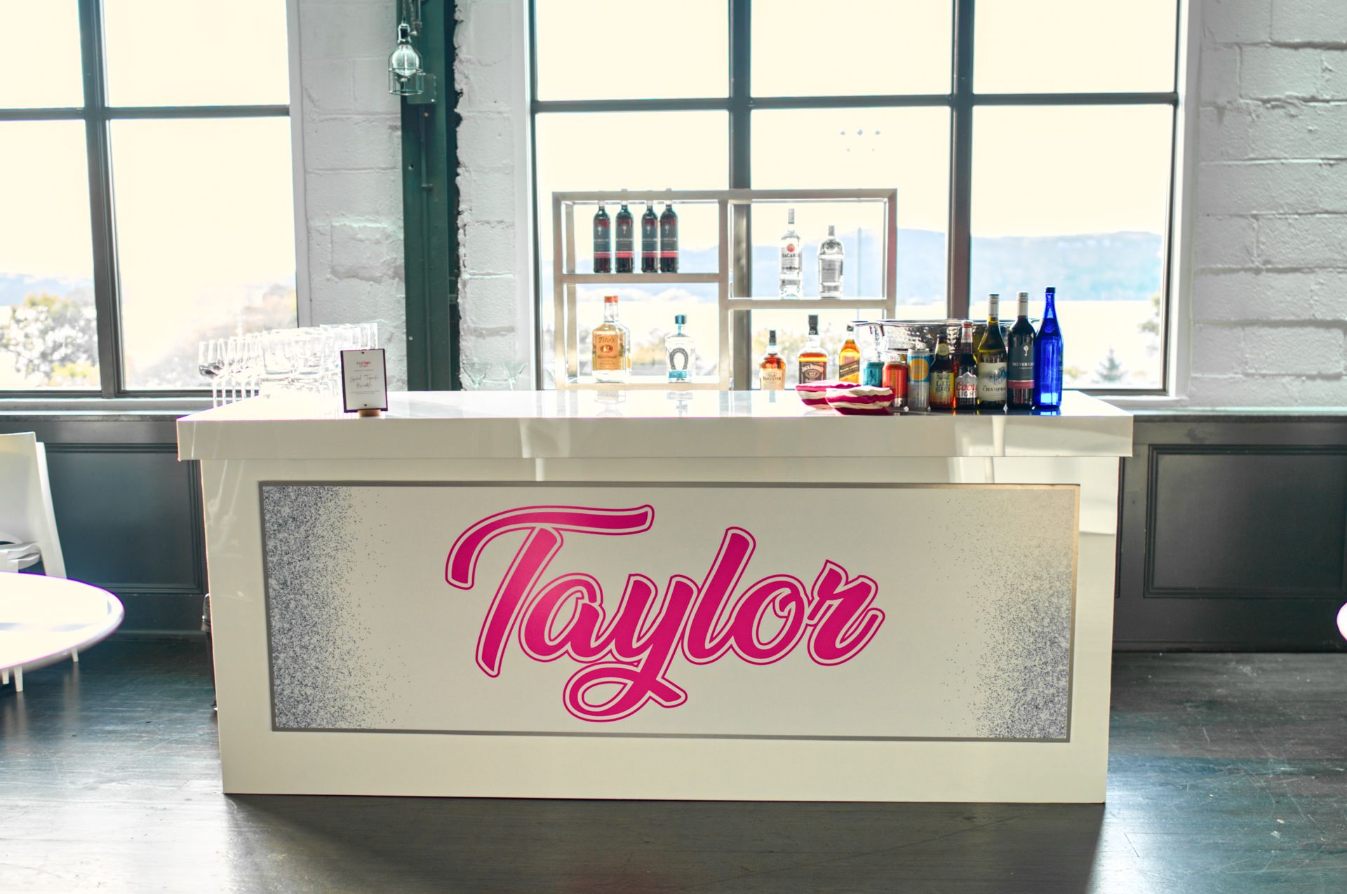 Custom Bar Branding for a Basketball Theme Bat Mitzvah at Hudson Loft