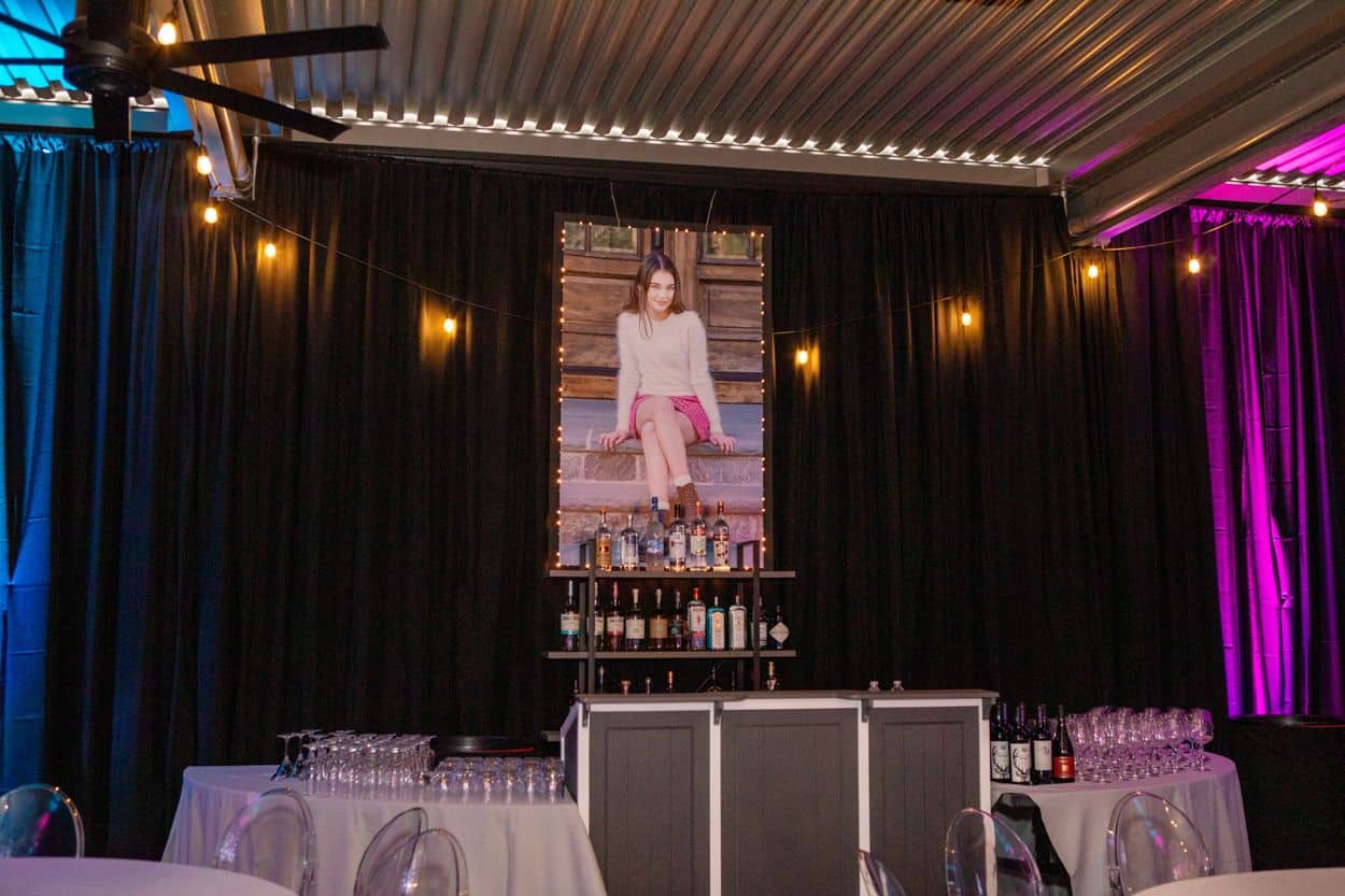 Blow Up Photo Above Bar with Lights at Whippoorwill Club