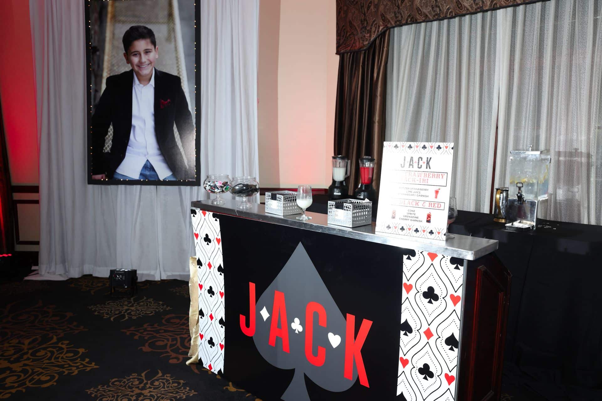 Custom Logo Bar for Casino Themed Bar Mitzvah at Temple Emanu-el, Closter