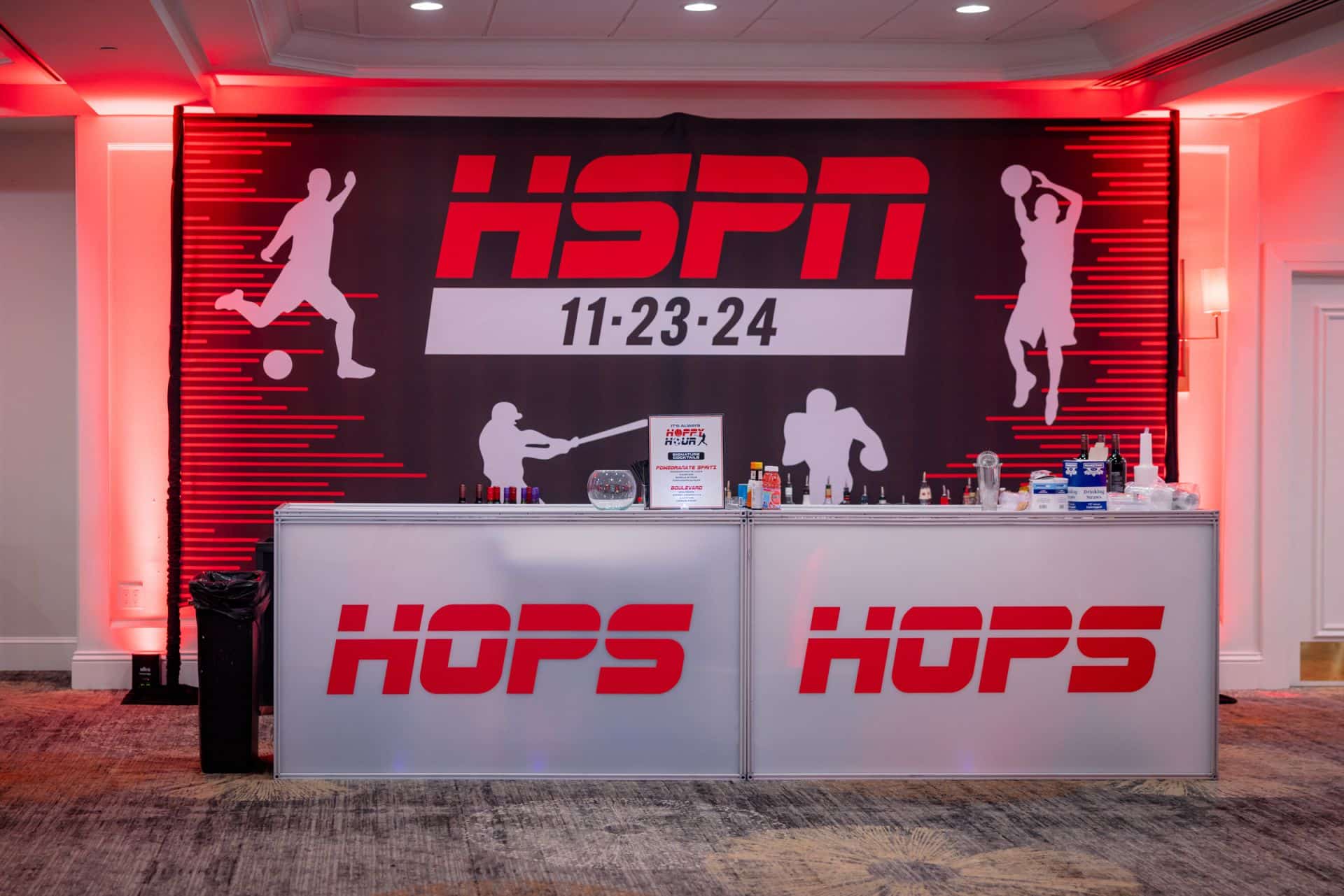 Custom Bar Logo Decal for a ESPN Sports Theme Bar Mitzvah at Shackamaxon County Club