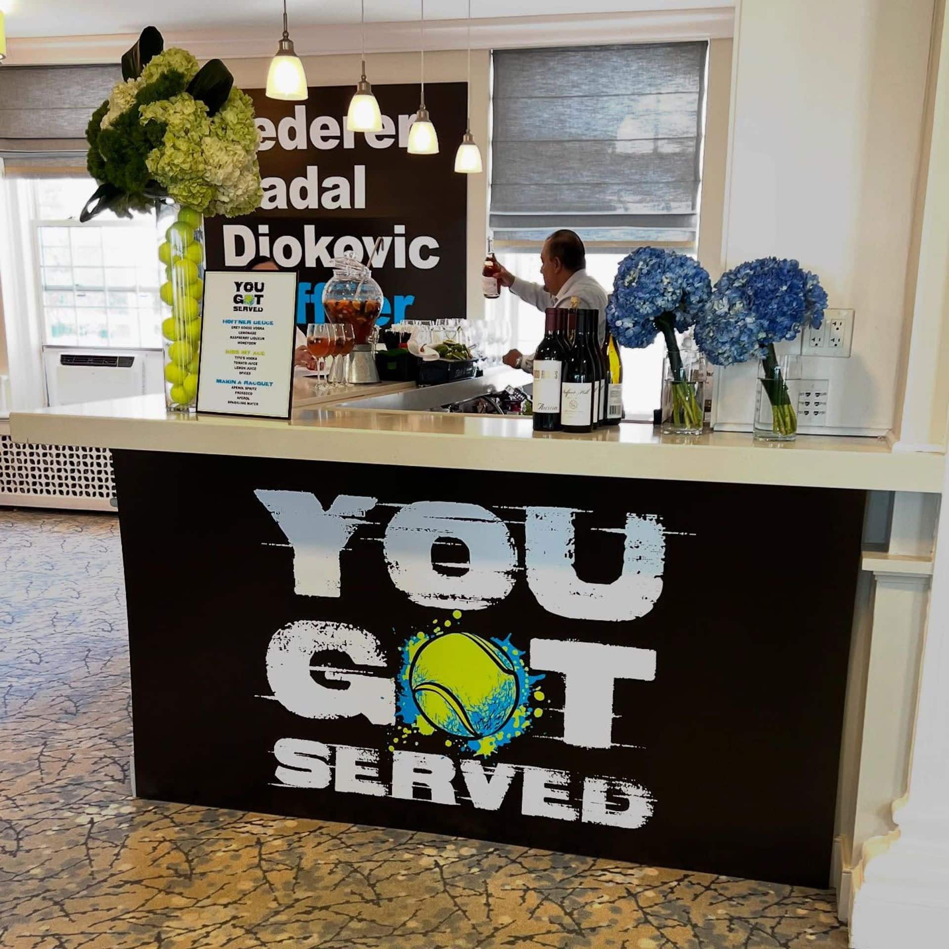 Tennis Bar Branding for a Tennis Theme Bar Mitzvah at Fairview County Club