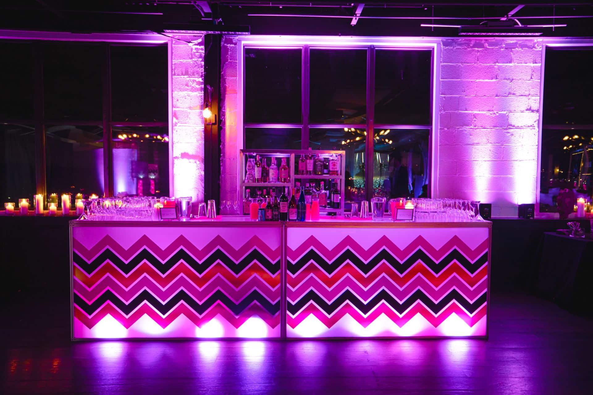Custom Wrapped LED Bar for Bat Mitzvah at Hudson Loft