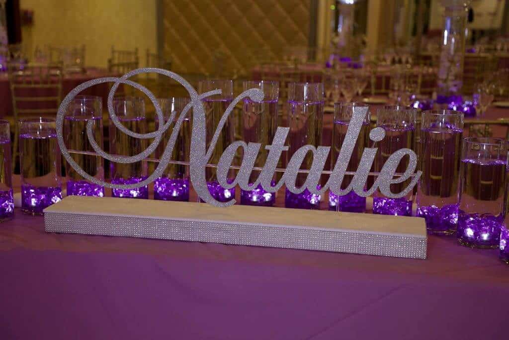 LED Candle Lighting Display with Custom Glittered Name Candle Lighting, Candle Lighting Centerpiece, Candle Lighting Ceremony Cylinders with Floating Candles