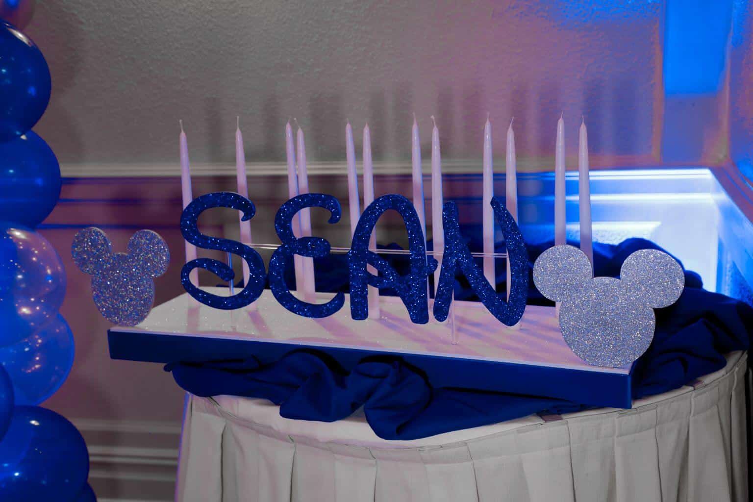 Disney Themed Candle Lighting Display with Glittered Mickey Heads