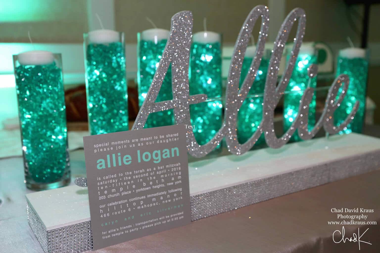 LED Candle Lighting Display Crystal Chips and Custom Name Base