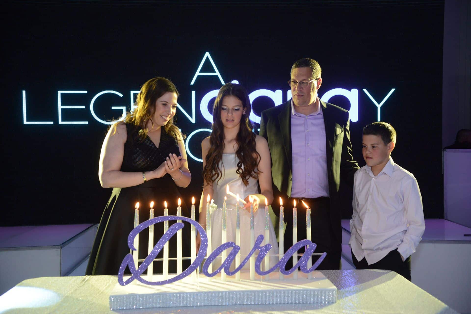 Lavender Candle Lighting Display with White and Silver Candles