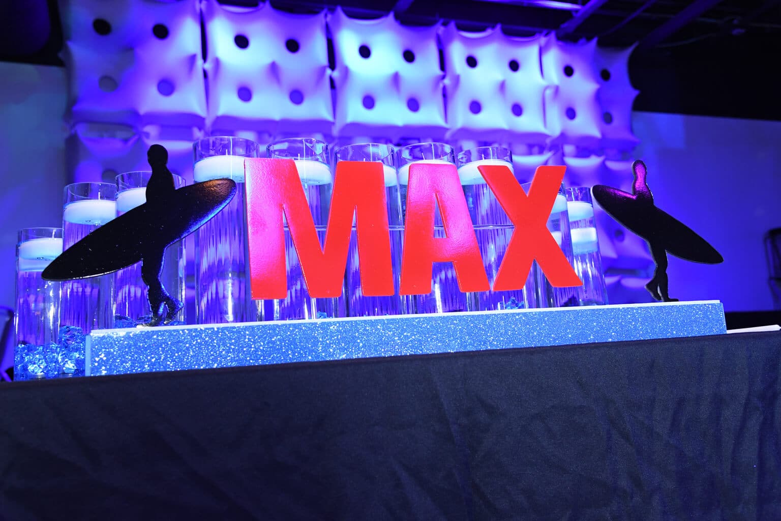 Surf Themed Candle Lighting Display with LED Cylinders