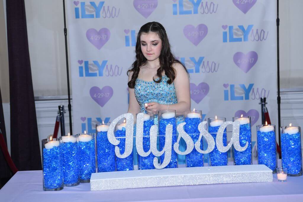 LED Candle Lighting Display with Glittered Name Display