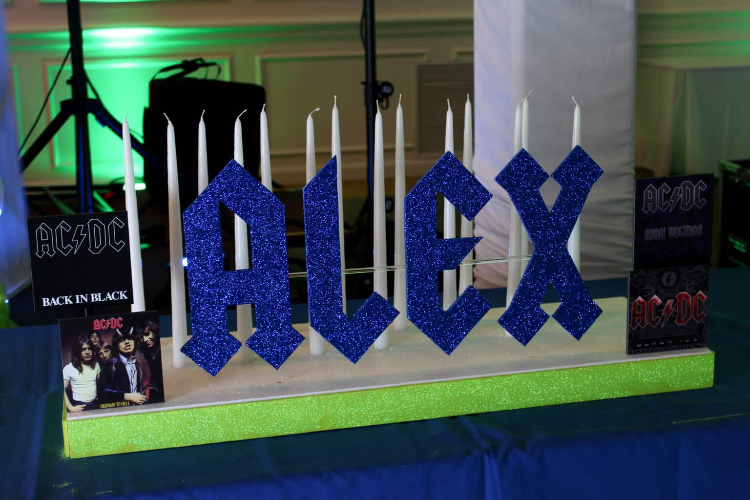Music Themed Candle Lighting Display with Name and Album Covers
