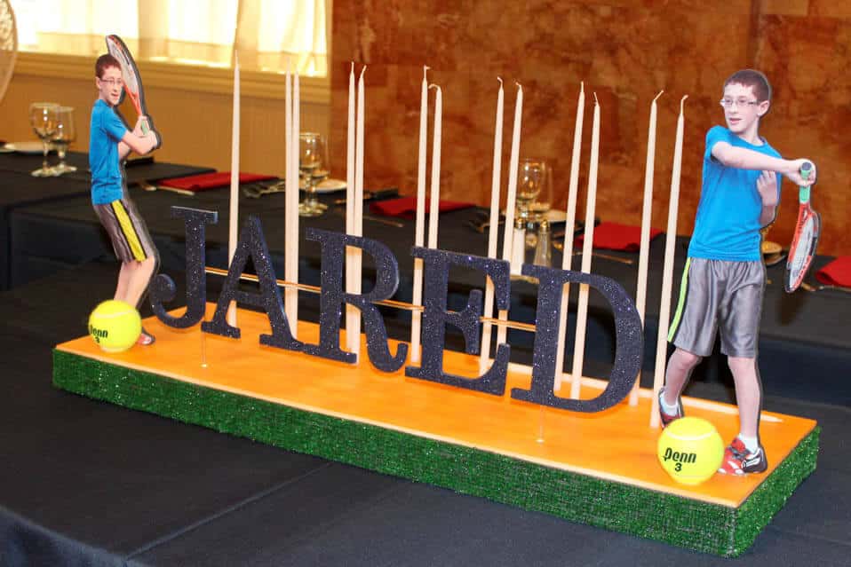 Tennis Themed Candle Lighting Display with Cutout Photos