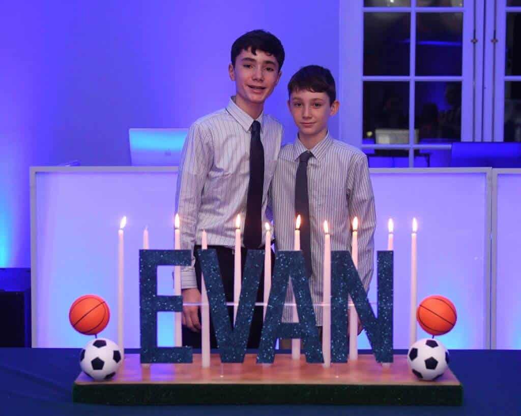 Sports Themed Candle Lighting Display with Glittered Name and Mini Soccer and Basketballs