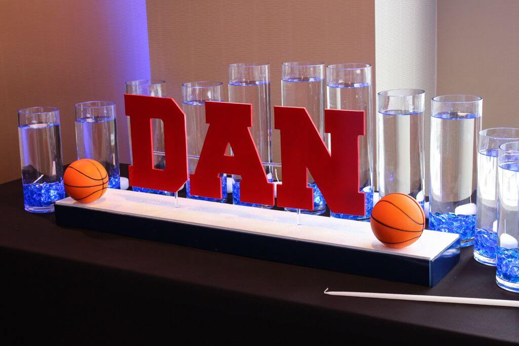 Basketball Theme LED Candle Lighting Display with Custom Name BAse