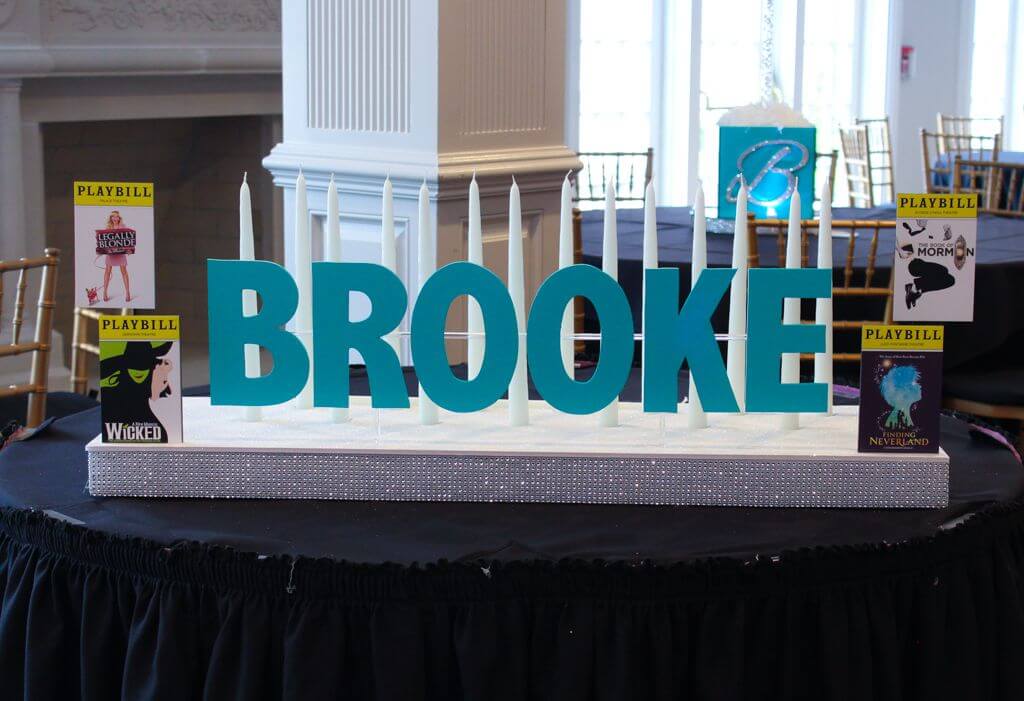 Broadway Themed Candle Lighting Display with Name and Playbills