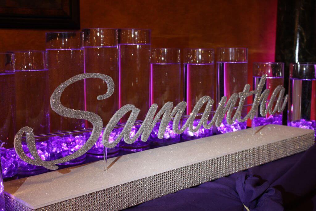 LED Candle Lighting Display with Glittered Name Display