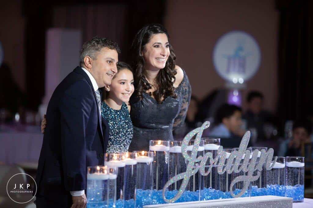 LED Candle Lighting Display with Custom Glittered Name and Cylinders with Floating Candles